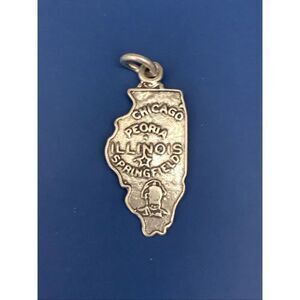 .925 State of Illinois Sterling Silver Jewelry Charm #travel #midwestern